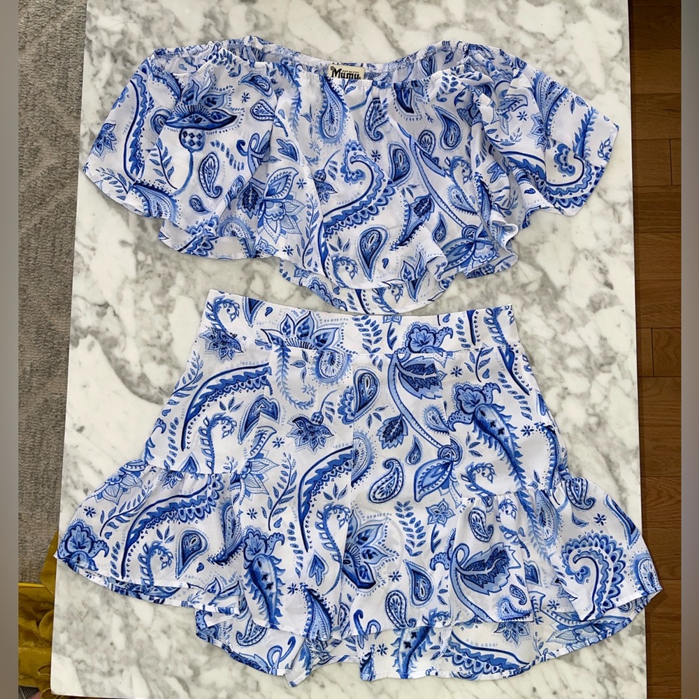 Show Me Your Mumu Blue Paisley Go Go Short Set
